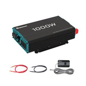 가정용, RV, 트럭용, 오프그리드 태양광 발전용 Renogy 1000W 순수 사인파 인버터 12V DC-120V AC 컨버터, 내장 5V /2.1A USB 포트, 하드와이어 리모컨 포함