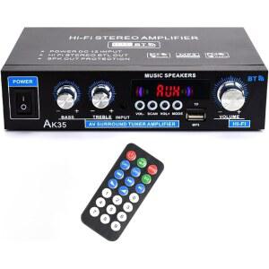 AK35 스테레오 앰프 홈 오디오 블루투스 5.0 Max 200W 2.0 채널 미니 앰프 자동차, 홈 파티, 오디오 앰프 AMP /USB /TF 카드 /AUX 입력 /베이스 & 트레블 컨트롤용 스테레오 리시버