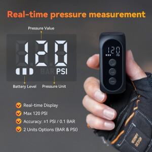 Anoutway AT1 Pro 자전거 무선 타이어 팽창기 용 미니 전기 펌프 (화면 25 분 고속 충전 120PSI 최대 450mA