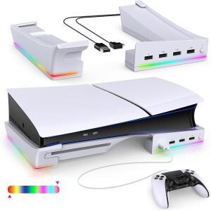 P5 Slim & Pro용 RGB LED 조명이 포함된 IPEGA 수평 스탠드 14가지 모드  4포트 USB 콘솔 액세서리