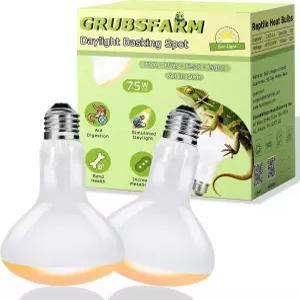 GRUBSFARM 75W UVA 파충류 열 램프 전구 수염 용 도마뱀 거북이 병아리 및 양서류를 위한 베이킹 스팟
