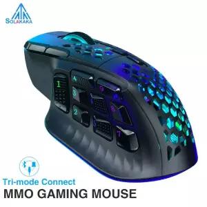 SOLAKAKA SM809 Pro 무선 MMO 게임용 마우스 PAW3311 16 사이드 버튼 24000 DPI RGB 벌집 프로그래밍 가능