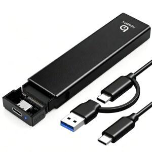 샤오비 M.2 NVMe SSD 인클로저, 도구 없는 설치, USB 3.2 2세대(10Gbps)에서 NVME M-키 /(B+M) 키 PCIe NVMe 어댑터 지원 UASP 및 트림, SSD 2230 / 2242 / 2260 / 2280