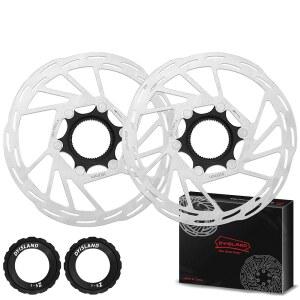 DYISLAND 2개 자전거 센터락 디스크 브레이크 로터 센터락 로터, 160mm 180mm, MTB, 자전거 브레이크 로터, 2개의 잠금 링이 있는 전기 자전거 BMX MTB 산악 자전거 로드 바이크(160mm)용 스테인리스 스틸