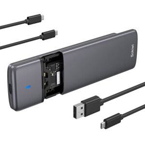 M.2 NVMe SATA 인클로저 어댑터 도구 없음, 소키위 USB 3.2 Gen2 10Gbps 외장-USB PCI-E 6Gbps SATA M-Key / B+M Key, NVMe 리더 지원 UASP 트림 - SSD 2230 / 2242 / 2260 / 2280
