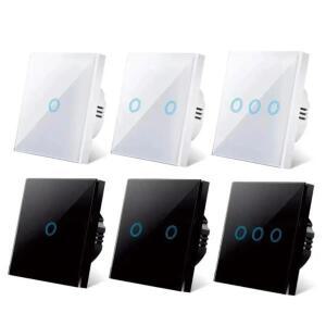 EU 터치 스위치 LED 크리스탈 유리 패널 벽 램프 전등 1/2/3 갱 AC100-240V 센서 Interruttore