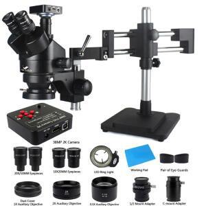 3.5X-90X 더블 붐 줌 Simul Focal Trincular 스테레오 현미경 38MP LEDMI USB SMD 카메라 전화 PCB 수리 도