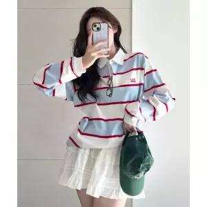 매장정품 코드그라피 CGP 스몰 스퀘어 로고 스트라이프 럭비티-스카이 블루 CBFUUTL011SB 744860