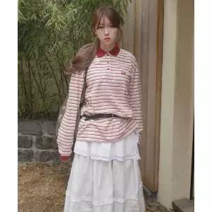 매장정품 코드그라피 CGP 스몰 스퀘어 로고 배색 스트라이프 럭비티-버건디 CBFUUTL012BG 744862