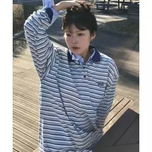 매장정품 코드그라피 CGP 스몰 스퀘어 로고 배색 스트라이프 럭비티-아이보리 CBFUUTL012IV 744864