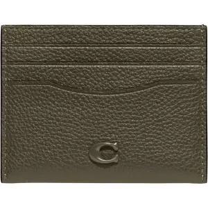 COACH 코치 여성 Flat 카드케이스 카드지갑 페블 가죽 Engraved C Hardware Branding Credit 홀더 Army 그