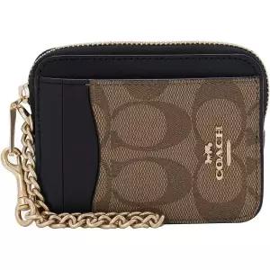 COACH 코치 6303 Zip 카드케이스 카드지갑 여성 동전 미니지갑 Outlet with 릴 Pass 케이스 Commuter 가죽