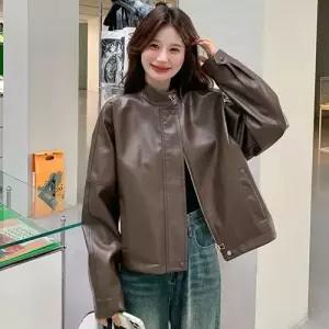 여성용 빈티지 가죽 자켓 숏 재킷 코트 admr1