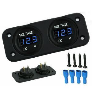 DC 12V/24V 디지털 전압계 방수 자동차 듀얼 배터리 LED 보트 해양 게이지