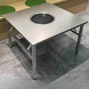 업소용 고기 테이블 불판 업소용고기테이블 숯불 식탁 실버