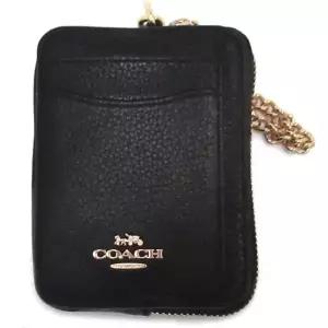 COACH 코치 6303 IMBLK n201101 동전 케이스 Refined Pepled 가죽 지퍼 카드 지갑 456400
