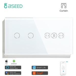 Bseed EU 표준 스마트 터치 스위치 1/2/3 Gang Wifi 커튼 Tuya Google  크리스탈 유리 패널과 함께