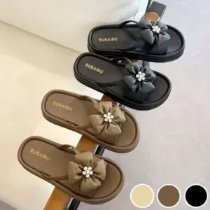 슬리퍼 귀여운 여름 여성 큐빅꽃 네잎크로바 슬리퍼 통굽 사무실슬리퍼 뮬슬리퍼