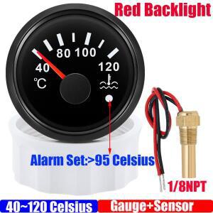 40~120 ℃ 52mm 수온 게이지 + 플래시 알람이있는 센서 자동차 보트 12V 24V 사용자 정의에 대 한 방수 붉