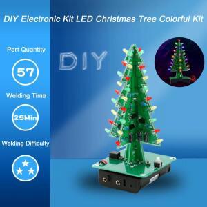 DIY 전자 키트 3D 크리스마스 납땜 연습 과학 조립 깜박이는 LED PCB 색 7