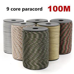 100/50M 550 군용 표준 9 코어 파라코드 로프 4mm 야외 낙하산 생존 우산 텐트 끈 스트랩 빨랫줄