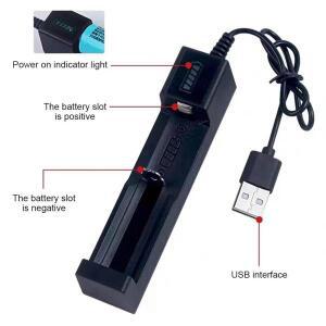 USB 스마트 리튬 배터리 충전기, 범용 3.7-4.2V 단일 슬롯 26650, 18650, 14500/10440 Ni-mh