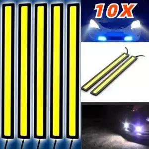 10pcs 17CM 밝은 자동차 주간 러닝 조명 방수 12V LED COB 자동차 자동 안개 빛 흰색 스트립 조명 바