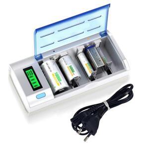 6슬롯 LCD 스마트 디스플레이 고속 충전 EU/US 플러그 배터리 1.2V AAA C D 크기 9V