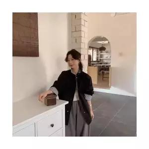 여성용 봄 코트 차이나 트렌치 체크 다크버튼 솔리드 CH1
