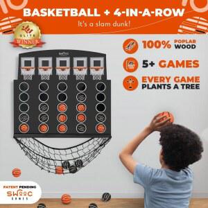 SWOOC GAMES - 로우 포스트 라인업 경기 미니 4연속 5+ 연결 월마운트 후프 농구 자이언트 / 월 실내 룸 게임용 게임