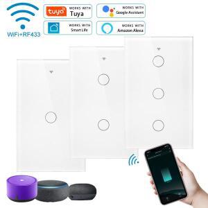 Tuya WiFi 터치 벽 스마트 스위치 중립 라인이없는 1/2/3 갱 전등 라이프 APP 제어 지원 Alexa Google 홈