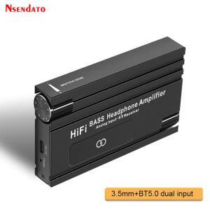 하이파이 베이스  이어폰 오디오 앰프 BT 5.0 3.5mm Aux 전화 PC 음악 볼륨 조절 16-600 Ω