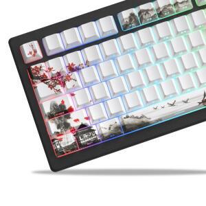 127키 플럼 블라썸 체리 프로파일 키캡 PBT 염료승화 MX 스위치 게이머용 기계식 키보드