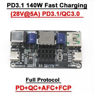 PD3.1 140W28V 5A 고속 충전 모듈 TYPE-C USB 프로토콜 데스크탑 차량용  QC4+ 휴대폰