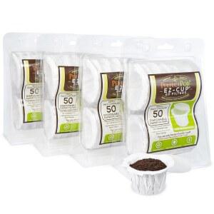PERFECT POD EZ-CUP 일회용 종이 필터, 재사용 뚜껑 특허 200개) 가능한 포드용 디자인, 커피 4팩(필터