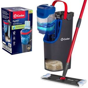 O-Cedar H2prO 플랫 걸레 시스템 | 빠른 청소 도구 | 물로 청소 | 세탁기 재사용 가능한 극세사 걸레 패드 | 목재 바닥, 비닐, 타일, 베이스보드, 벽에 안전