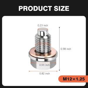 M12 X 1.25 마그네틱 오일 배수 플러그, 구리 오토바이, 자동차, 대부분의 볼트, 스테인리스 팬 교체, 누수 방지 너트 5개의 크러쉬 와셔 범용 스틸 방지, 보트에 PCS 적합합니다