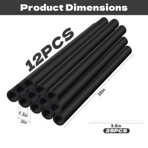 HLIMIOR 12PCS 트램펄린 폴 폼 슬리브 및 타이, 액세서리(블랙)를 커버가 25개의 35.5인치 대체합니다 아웃도어 방수