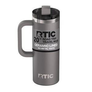 뚜껑과 손잡이가 있는 RTIC 20온스 로드 트립 여행용 머그잔, 세라믹 안감, 단열, 스테인리스 스틸, 금속, 이중 벽 진공 단열재, 휴대용 커피, 뜨겁고 차가운 음료용 티컵, 흑연