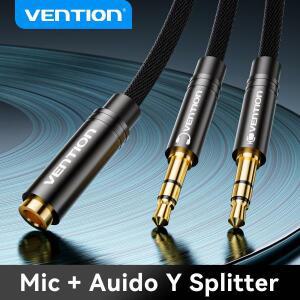 Vention 오디오 분배기  어댑터 컴퓨터 용 3.5mm AUX 케이블 1 Female to 2 Mic Y PC