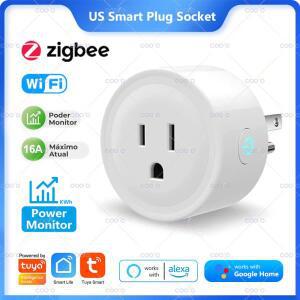 Tuya 스마트 Wifi Zigbee 플러그 미국 표준 무선 콘센트 16A   가전 은 Alexa Google 과 함께 합니다.