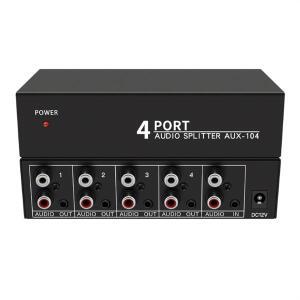 PC DVD 스피커용 오디오 분배기 1 in 4 Out RCA L/R Aux 스테레오 EU 플러그 디스트리뷰터
