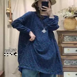 EAMT 여친 니트 원피스 풀오버 기모 슬림핏 라운드넥 계 플라워 롱스커트 EUNG1