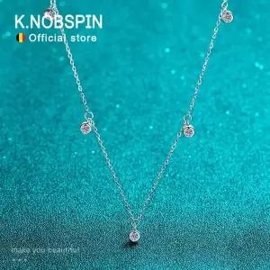 KNOBSPIN 여성용 모이사 목걸이 0.5ct 라운드 랩 다이아몬드 GRA s925 스털링 실버 18k 데일리 쥬얼리 선물