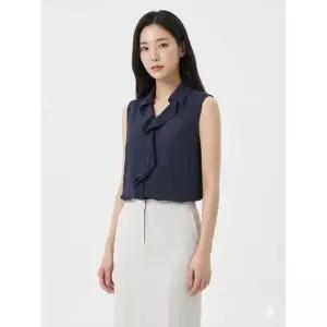크로커다일레이디네이비 프릴포인트 스트링 집업 베스트 CLCMVT103