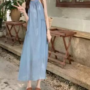 홀터넥 민소매 여성 꾸안꾸 데이트 여름 롱 원피스