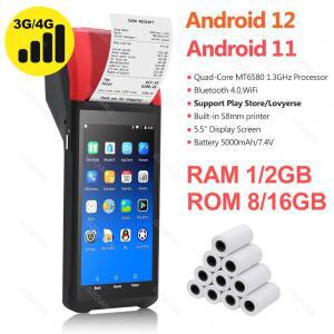 휴대용 Android12/11 PDA POS 프린터 58mm 모바일 영수증 빌 열 감지 5.5 HD WiFi 블루투스 시스템