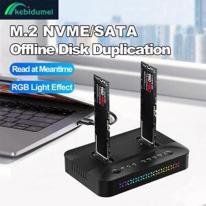 듀얼 베이 M.2 SSD 도킹 스테이션 타입 C USB 3.1 10Gbps NVME SATA NGFF 프로토콜 인클로저 오프라인 디스