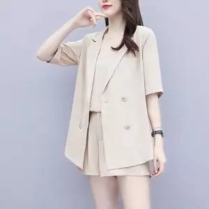 여자5부자켓_끈나시_뒷밴딩3부반바지_3세트 여성상의 정장 정장세트 (WDC90D0)