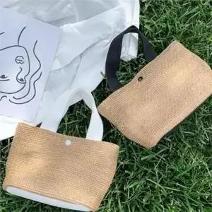 [라일리] Rly 여름 라탄 가방 토트 피크닉 가방 손목 여성